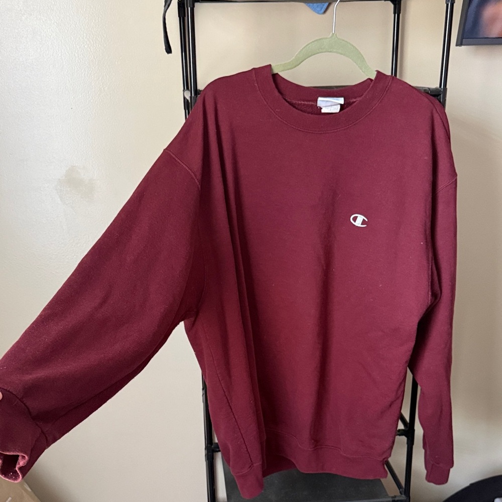 Champion Burgundy Crewneck Sweatshirt with Small Logo